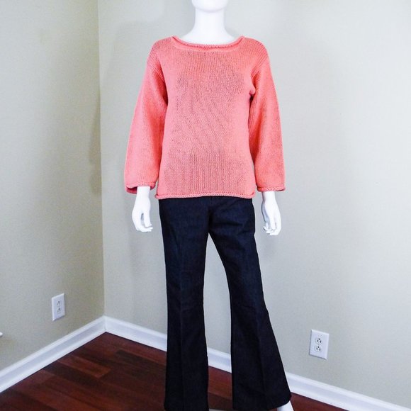 CHELSEA STUDIO CORAL ORANGE LONG SLEEVE BOAT NECK SWEATER - TERRA COTTA - MEDIUM - Picture 3 of 6